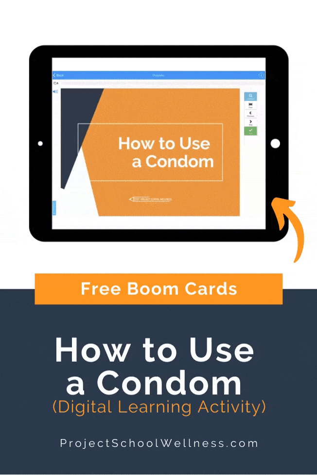 Free Health Education Boom Card - How to Use a Condom, Sex Ed, Sexual Health, How to Put on a Condom - A Health Education Activity for Kids - Digital Health Education Lesson Plans - Skills-Based Health Education Lesson Plans - Middle School Health