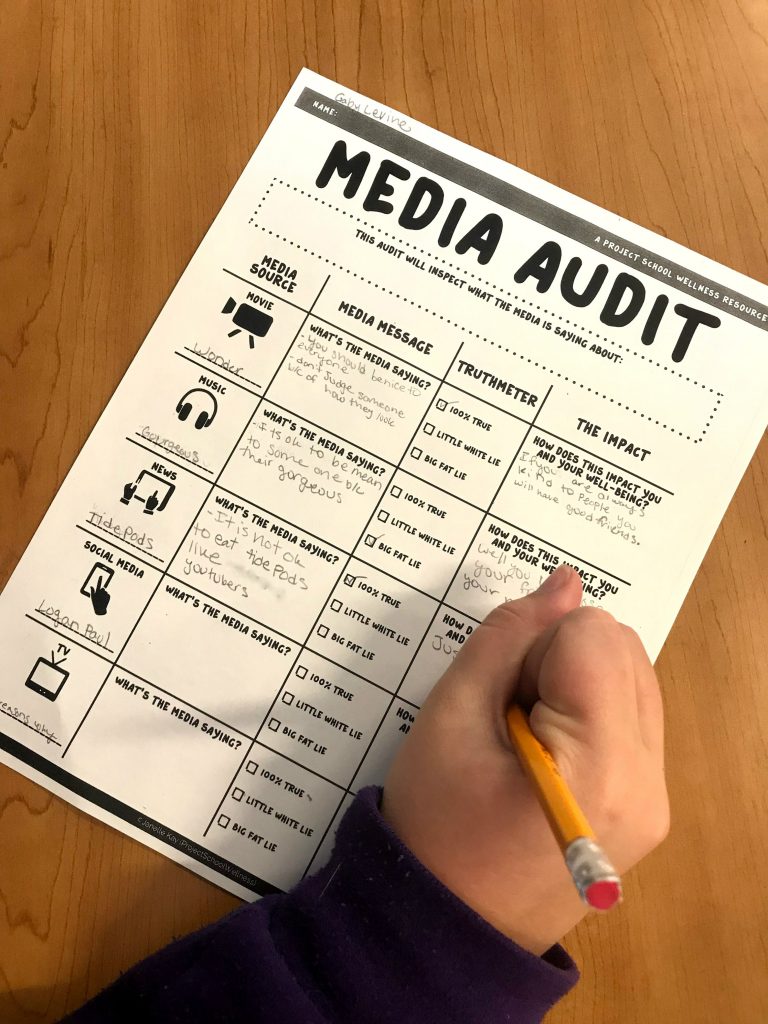 Teach students how to think critically about the media messages they consume. Media Audit - a free resource and lesson plan for Middle School Teachers from Project School Wellness.